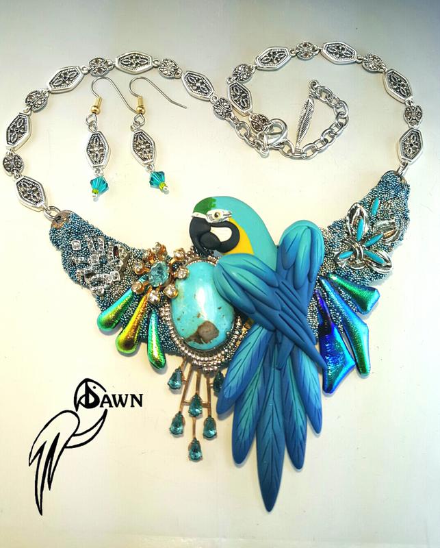Blue and Gold Macaw Necklace Set