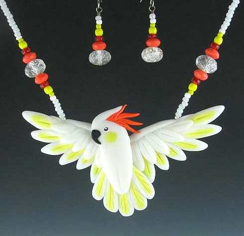 Citron Cockatoo Open Wing Necklace