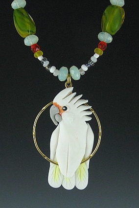 Goffin Cockatoo Beaded Charm  Necklace