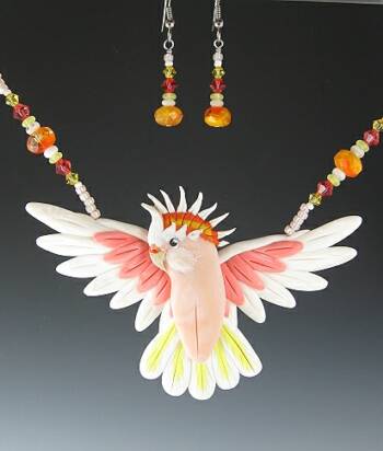 Major Mitchell Cockatoo Open Wing Necklace