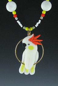 Citron Cockatoo Beaded Charm Necklace