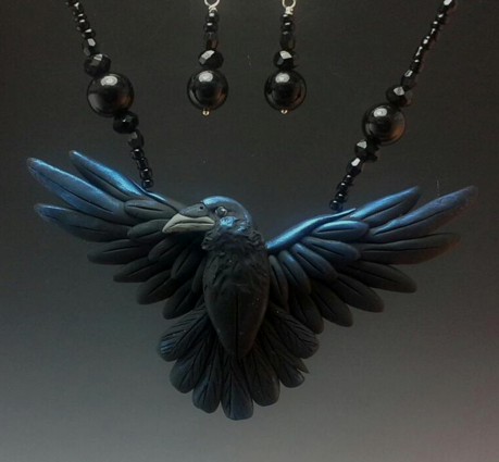 Crow Open Wing Necklace