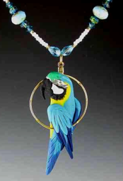 Blue and Gold Macaw Charm Necklace