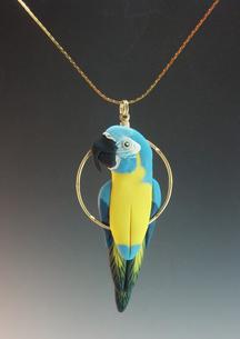 Blue Throat Macaw Charm Necklace