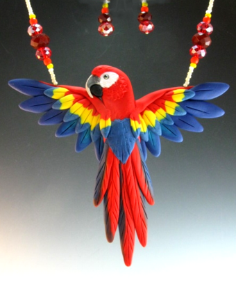 Scarlet Macaw Open Wing Necklace Set
